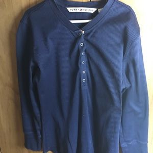 Tommy Hilfiger navy long sleeve knit shirt size M